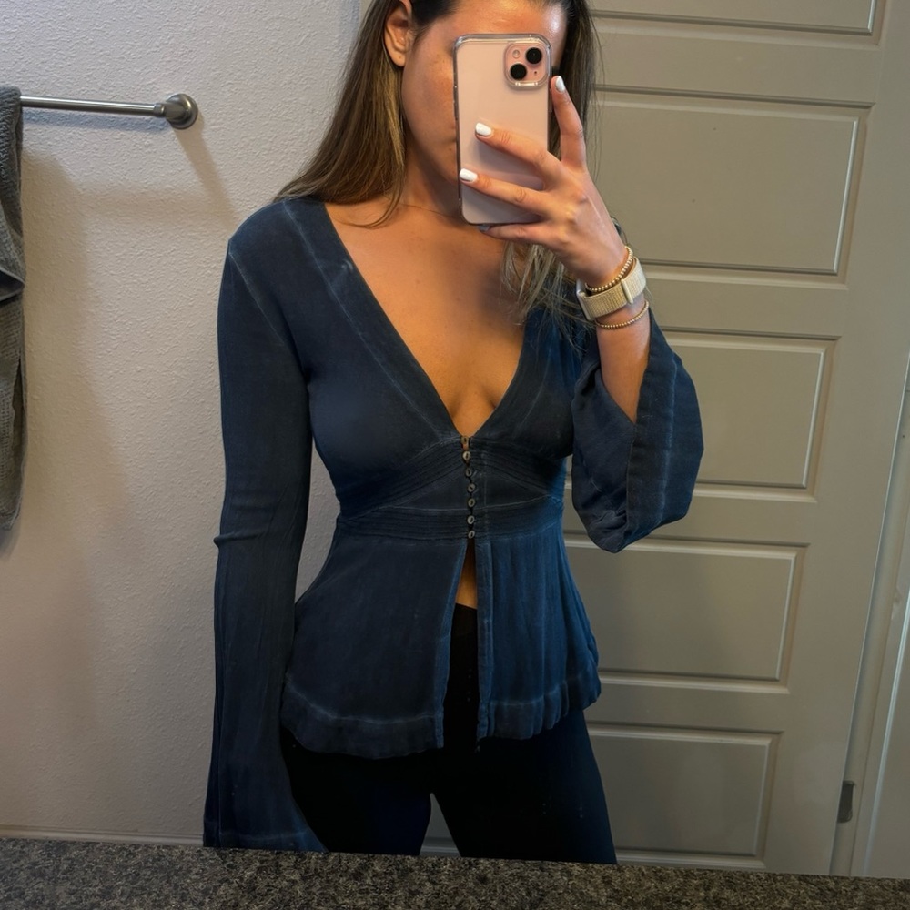 Free People Low Cut Bohemian Top